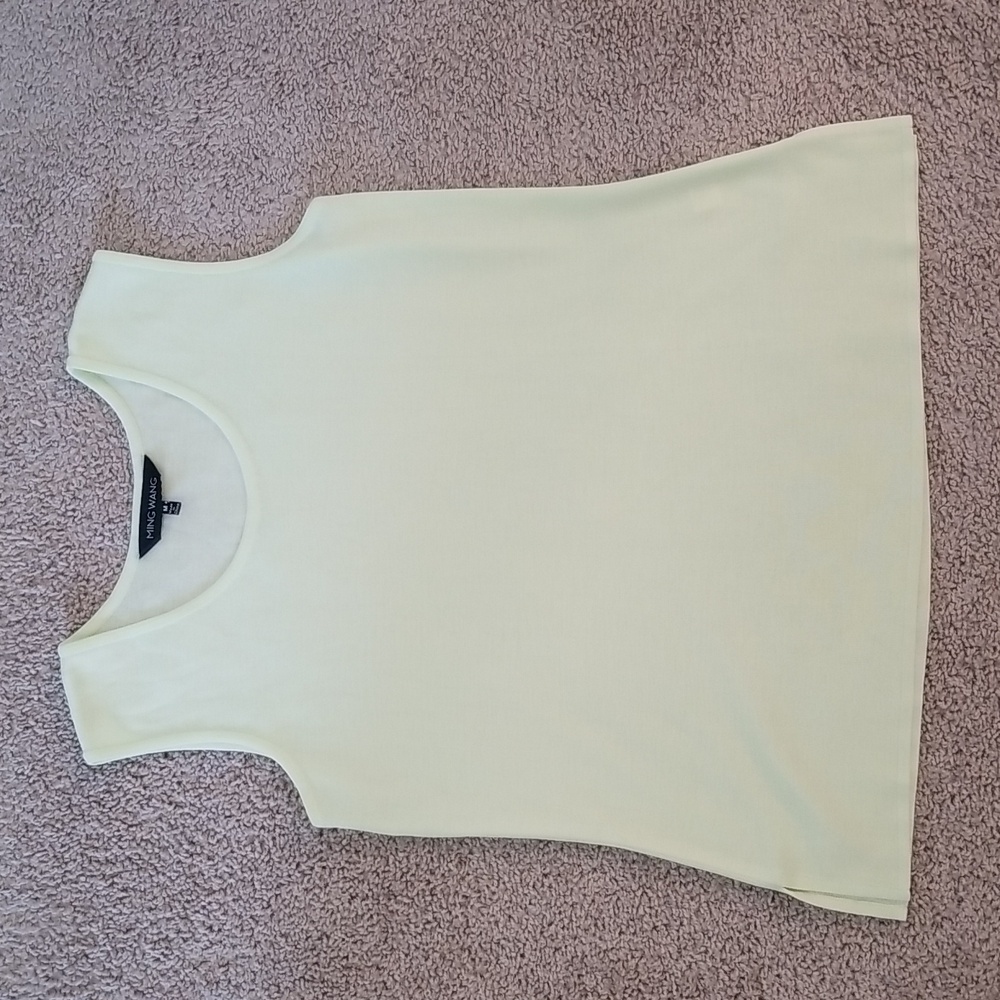 Ming Wang Vibrant Light Green/Yellow Scoop Neck Knit Tank